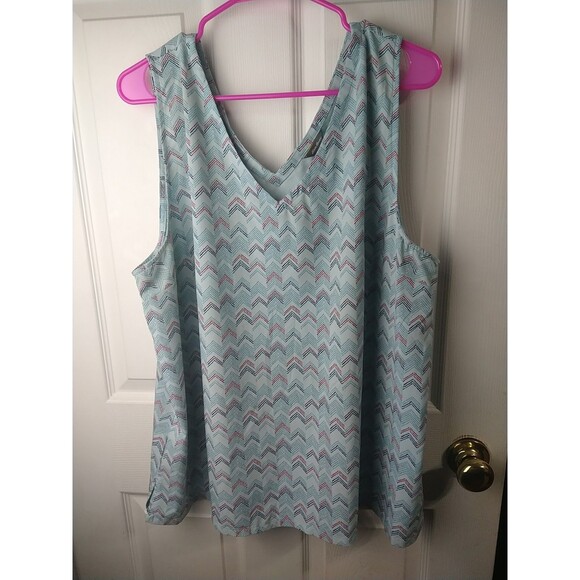Eddie Bauer Woman 2X Travex Casual V Neck Pullover Tank Peak Stripes Atheleisure - Picture 1 of 7
